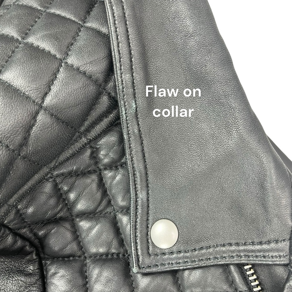 AllSaints Women Small Black Quilted Soft Leather Moto Biker Jacket - Picture 11 of 11